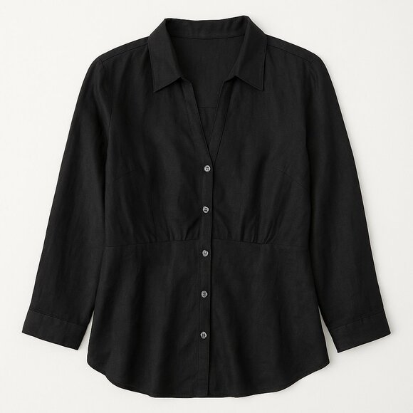 Talbots Black Button Down Irish Linen Shirt Classic Fit, Size M (Estimated) - Picture 1 of 6